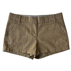 J.Crew Chino Shorts Women Size 4 Khaki Tan Cotton Flat Front Casual